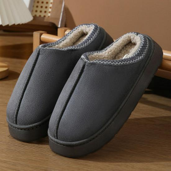 2024 Solid Color Suede-Like Velvet Splicing Women's Non-Slip Lightweight Warm Home Slippers with Thick Bottom