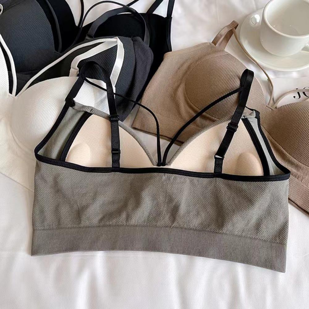 New One-piece Cup Careful Machine Double Shoulder Small Suspender Deep V Chest Wrap Vest Versatile Inner Wear Outer Wear Gather Tube Top Women