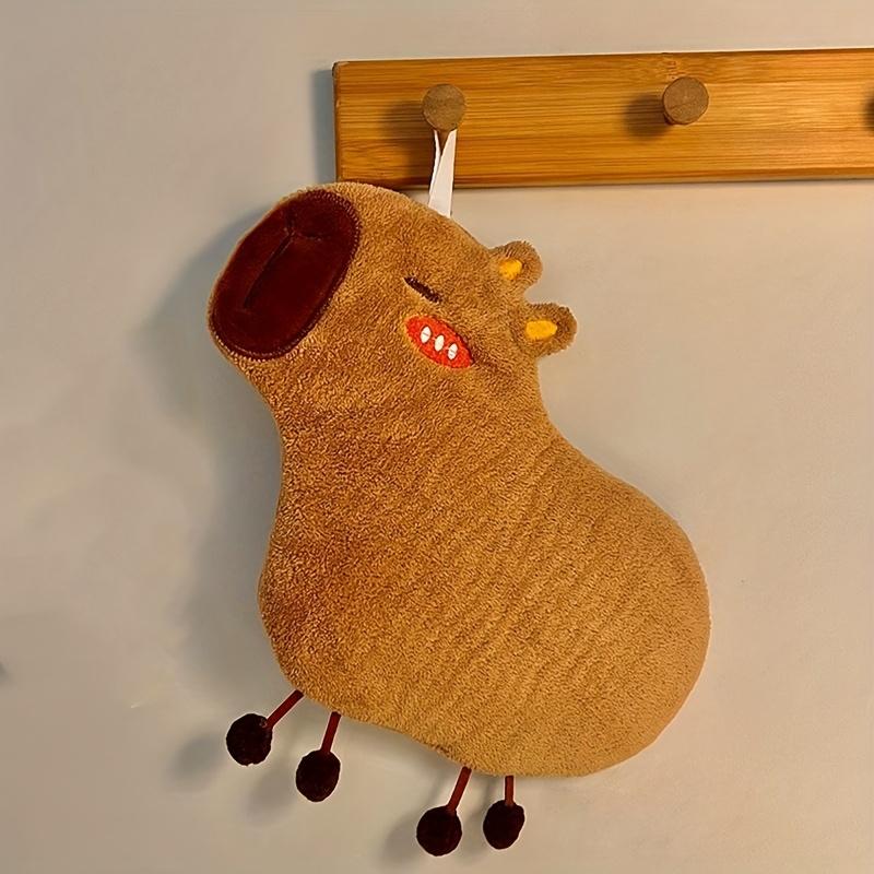 Kapibara Kitchen Hand Towel with Cute Animal Design, Hanging Absorbent Thickened Bathroom Wipe