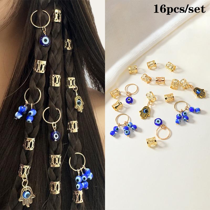 1Set Dreadlock Hair Rings Hair Jewelry Cuffs Clip Hair Braids Dirty Braids Bead Hippie Hairpin Accessories Headwear For Women
