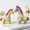 2 Pack Glazed Ceramic Decors Farm Animal Figurine Floral Textured Table Accent for Shelf Cabinet Entryway Living Room and Desk Display