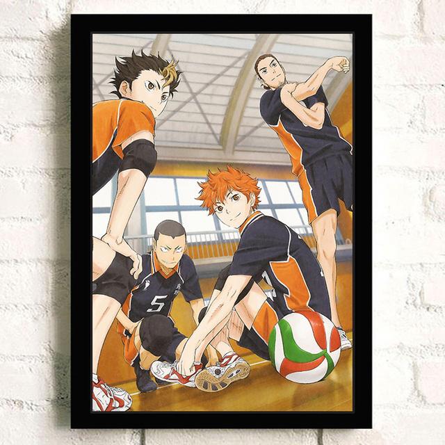 Massivholzrahmen Japanischer Anime Haikyuu! Volleyball Wand Kunst Leinwand Malerei Nordic Poster Und Druck Bilder Moderne Wohnzimmer Dekoration