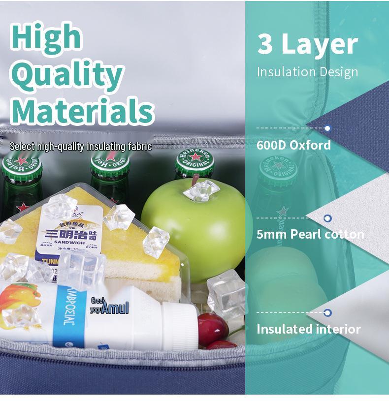 Insulated Solid Color Lunch Bag for Office, Travel, and Picnics