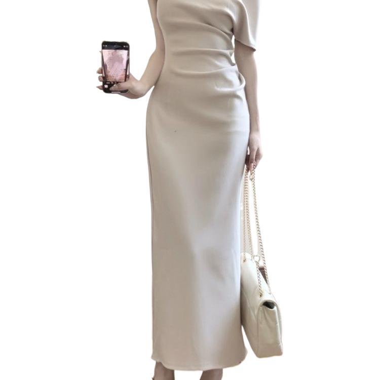 French Plus Size One-Shoulder Bodycon Summer Dress