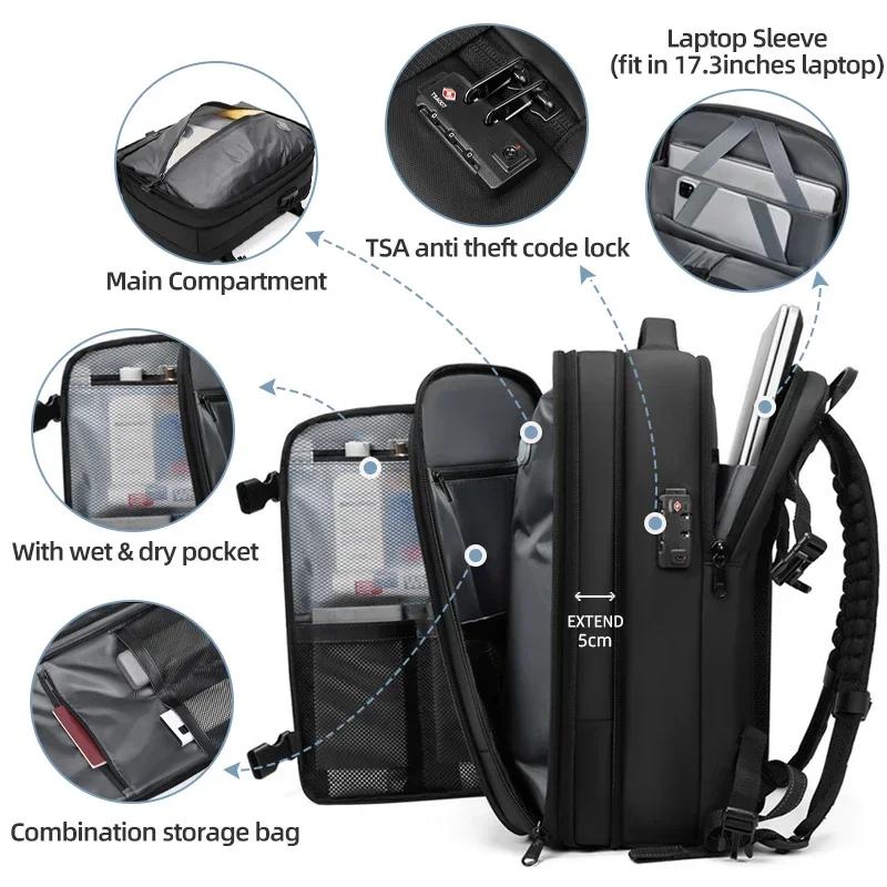 Men Travel Backpack Vacuum Compression Laptop Backpack 17 Inch Extended Large Capacity School Backpack Hiking Business Backpack