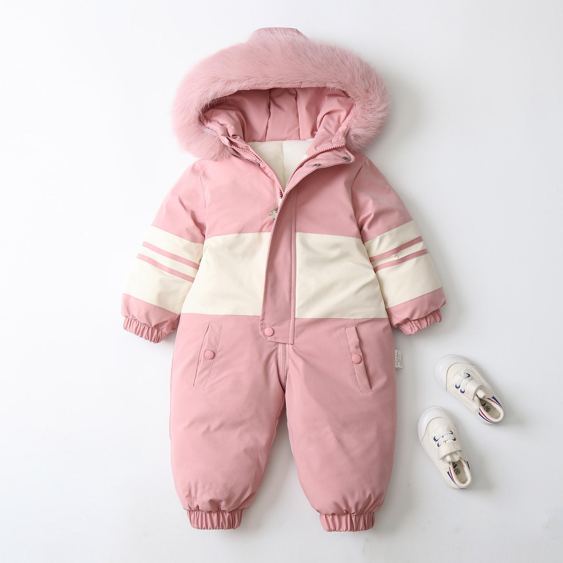 

Зимний комбинезон для детей, детский комбинезон, горнолыжные костюмы, водонепроницаемые комбинезоны с капюшоном для девочек и мальчиков, комбинезоны, зимние теплые куртки для сноуборда, уличные куртки 90cm розовый