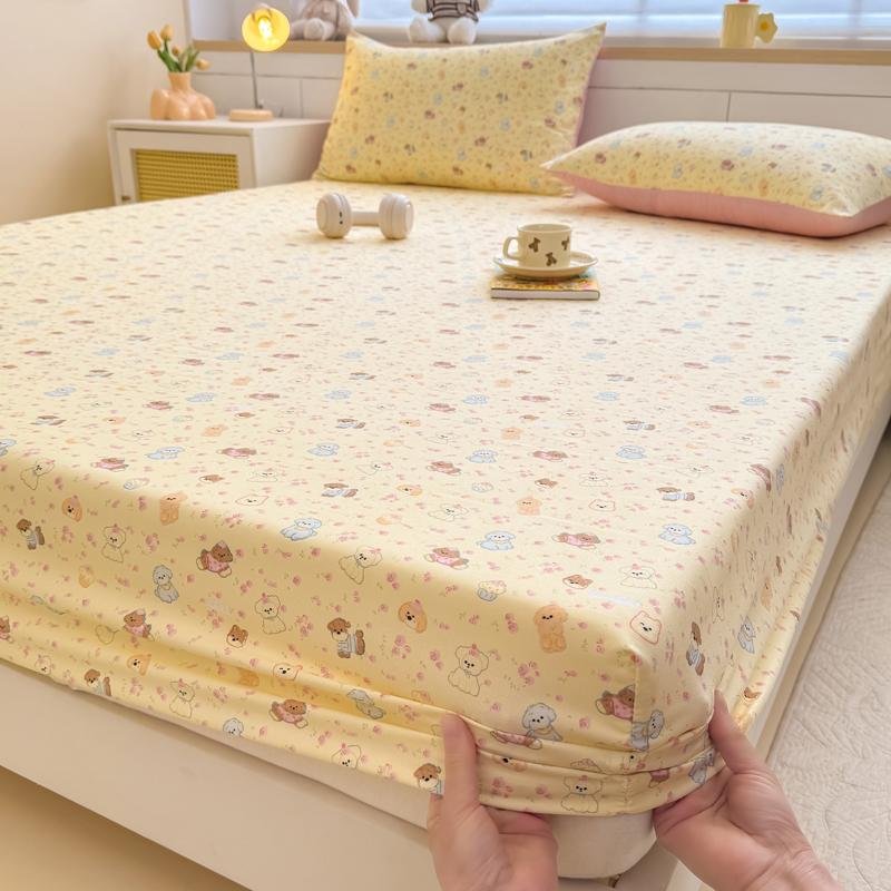 1pc Rose Print Fitted bed sheet with Elastic Band Comfortable and Breathable Single/Queen drap de lit Soft for protector colchon