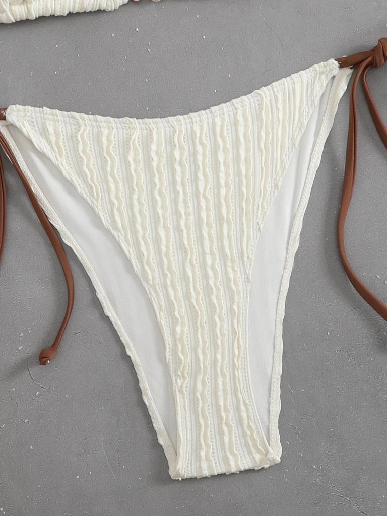 2025 Solid Color Strappy Bikini - Backless & Stylish Two-Piece Swimsuit