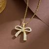 French Rhinestone Bow Necklace: Women's Stylish Niche Design, Shiny Versatile Clavicle Chain
