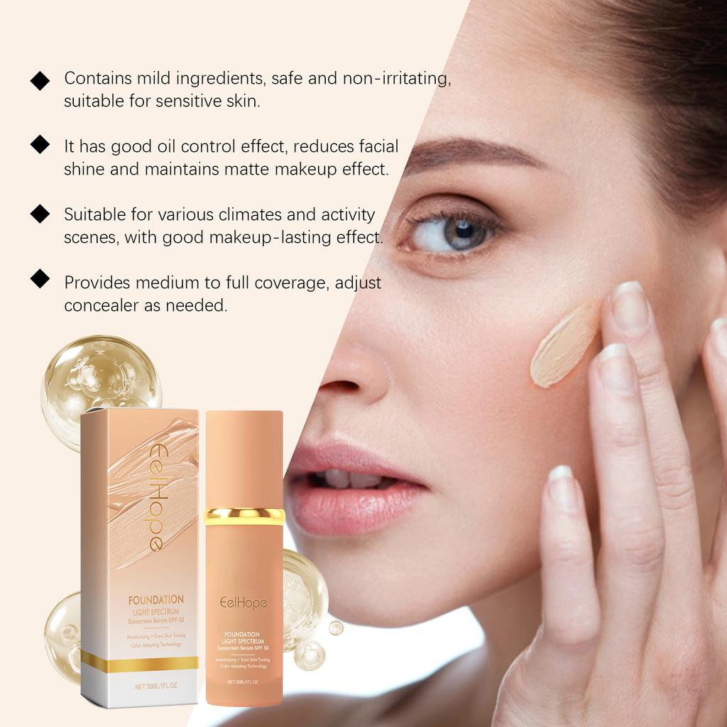 Warm Liquid Foundation, Natural Light Concealer Moisturizing Liquid Foundation Brightens and Reveals Youth