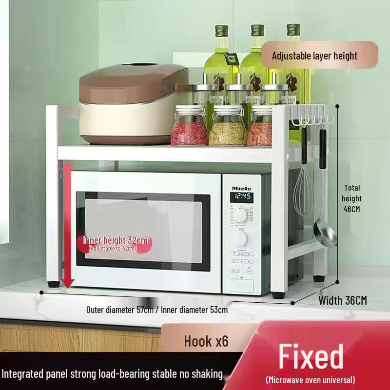 Adjustable Microwave & Kitchen Storage Rack for Countertop - Oven, Rice Cooker & Spice Organizer