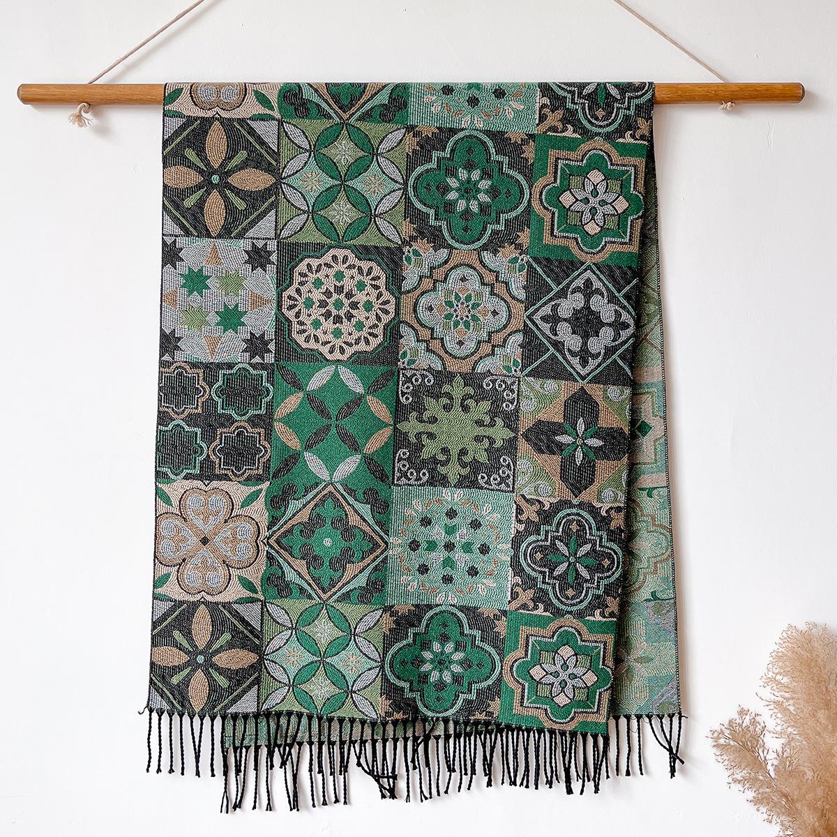 

Зимний формованный жаккардовый шарф, высококачественный толстый шарф с бахромой, темпераментный универсальный шарф из искусственного кашемира, теплая шаль 200x65cm