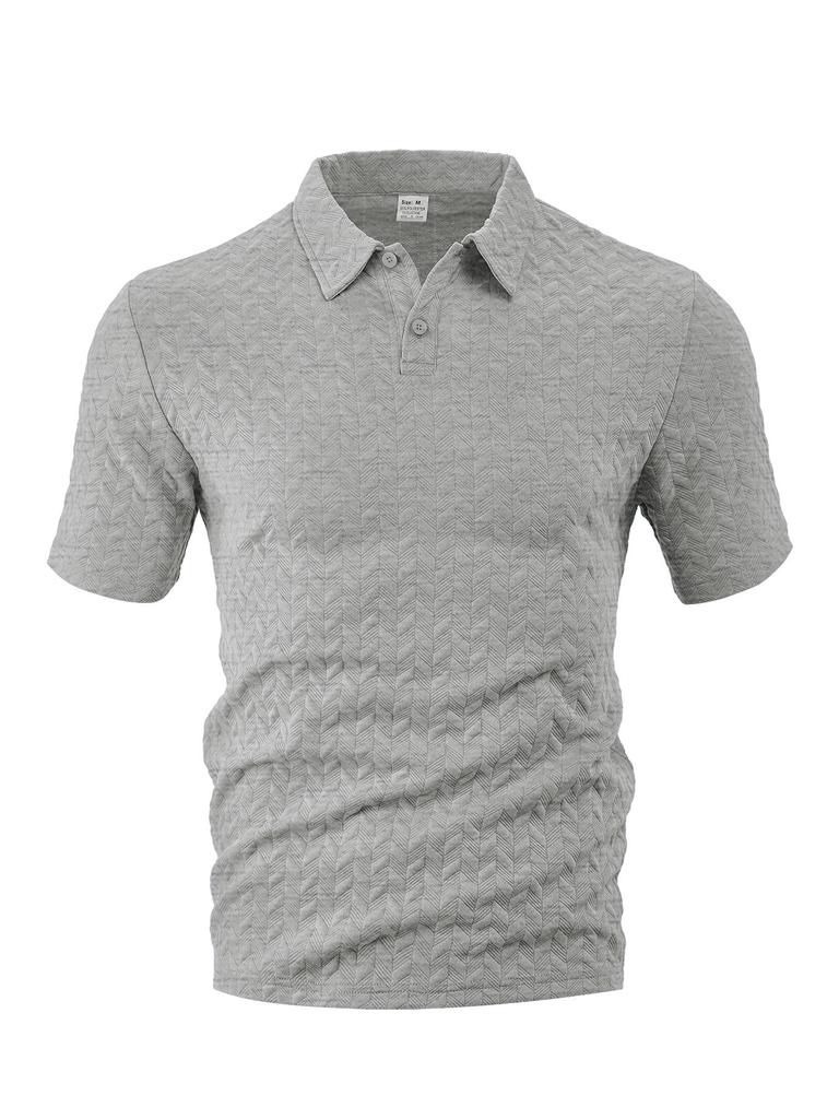 Men's clothing European and American summer thin breathable perspiration loose casual solid color jacquard cloth men's short-sleeved Polo shirt