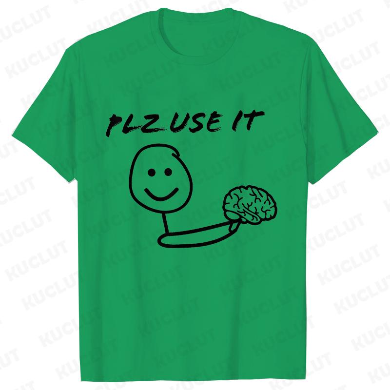 Funny Brain Graphic T-shirts for Women Plz Use It Brain Tops Short Sleeve Tees Harajuku Hip Hop Ulzzang Tshirts Female Clothing