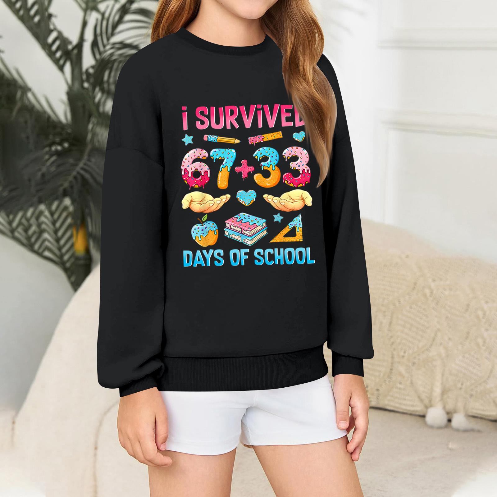 Children s Long-sleeved Loose-fitting Pullover Top With Letter Print 130 чёрный