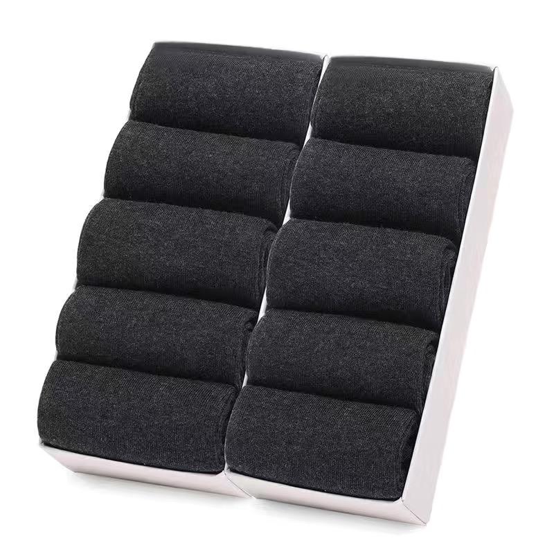 10Pairs/Men's Business Cotton Socks Solid Color Dress Office Men's Socks Spring Autumn Antibacterial Non-slip Comfort Socks Men