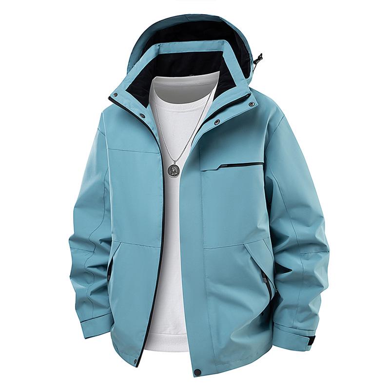 2025 Spring Couple s Solid Color Windproof & Waterproof Mountaineering Jacket with Two-Way Zipper. XXL