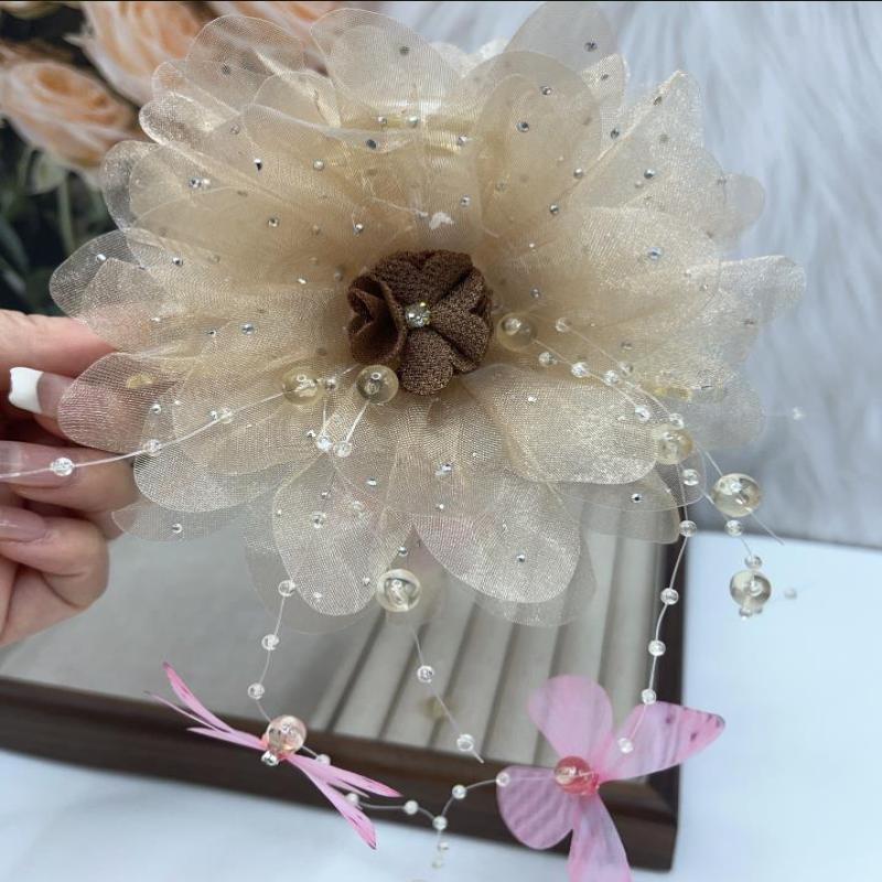 Fashion Elegant Mesh Flower Butterfly Tassel Hair Clip For Women Ponytail Shark Hairpins Headwear Hair Accessories