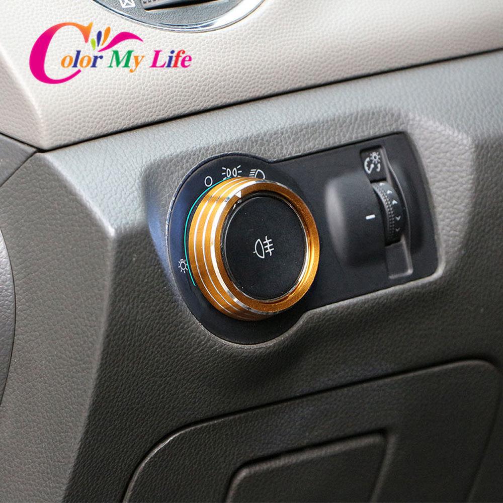 Color My Life Adesivo Copertura Interruttore Fari Auto in Acciaio Inossidabile per Chevrolet Cruze Berlina Hatchback 2009 - 2014
