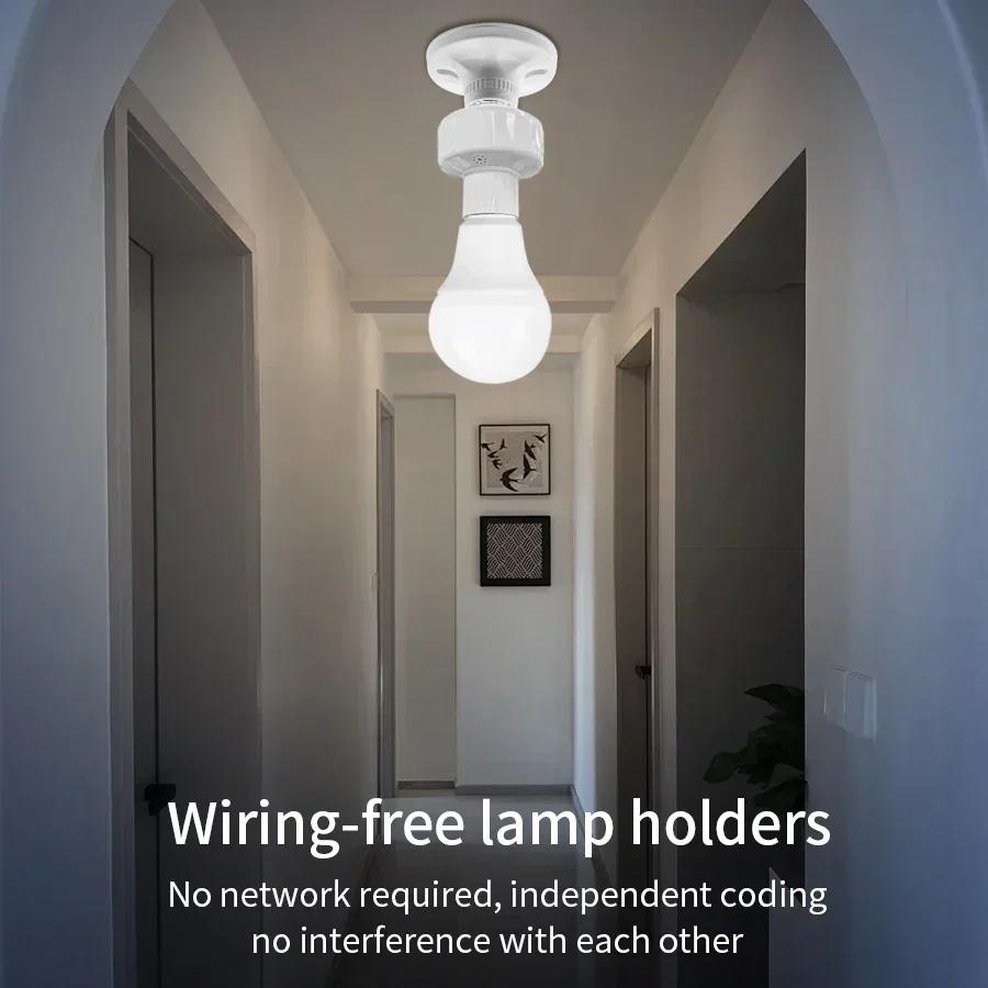 433MHz E27 Lampenfassung Smart Wireless Fernbedienung Schalter Mini Runder Knopf Wandpaneel Schalter LED Birne Beleuchtung Für Schlafzimmer