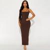 European and American Sexy Women's Wind Metal Tube Ribbed Beautiful Back Hip Dress Y Word Neck High Waist Dress