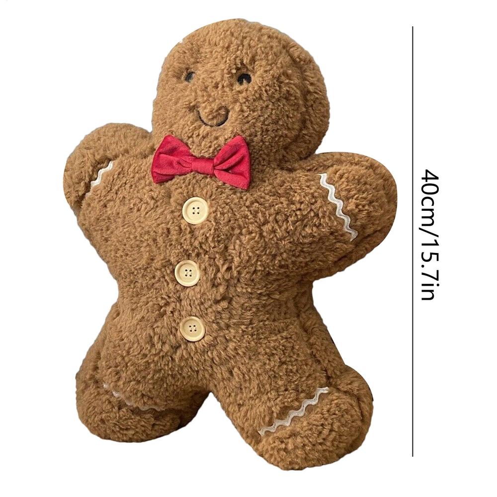Cute Christmas Gingerbread Man Pillow Plush Toys Soft Stuffed Animal Doll Christmas Gifts For Children Kids Xmas Home Decoration