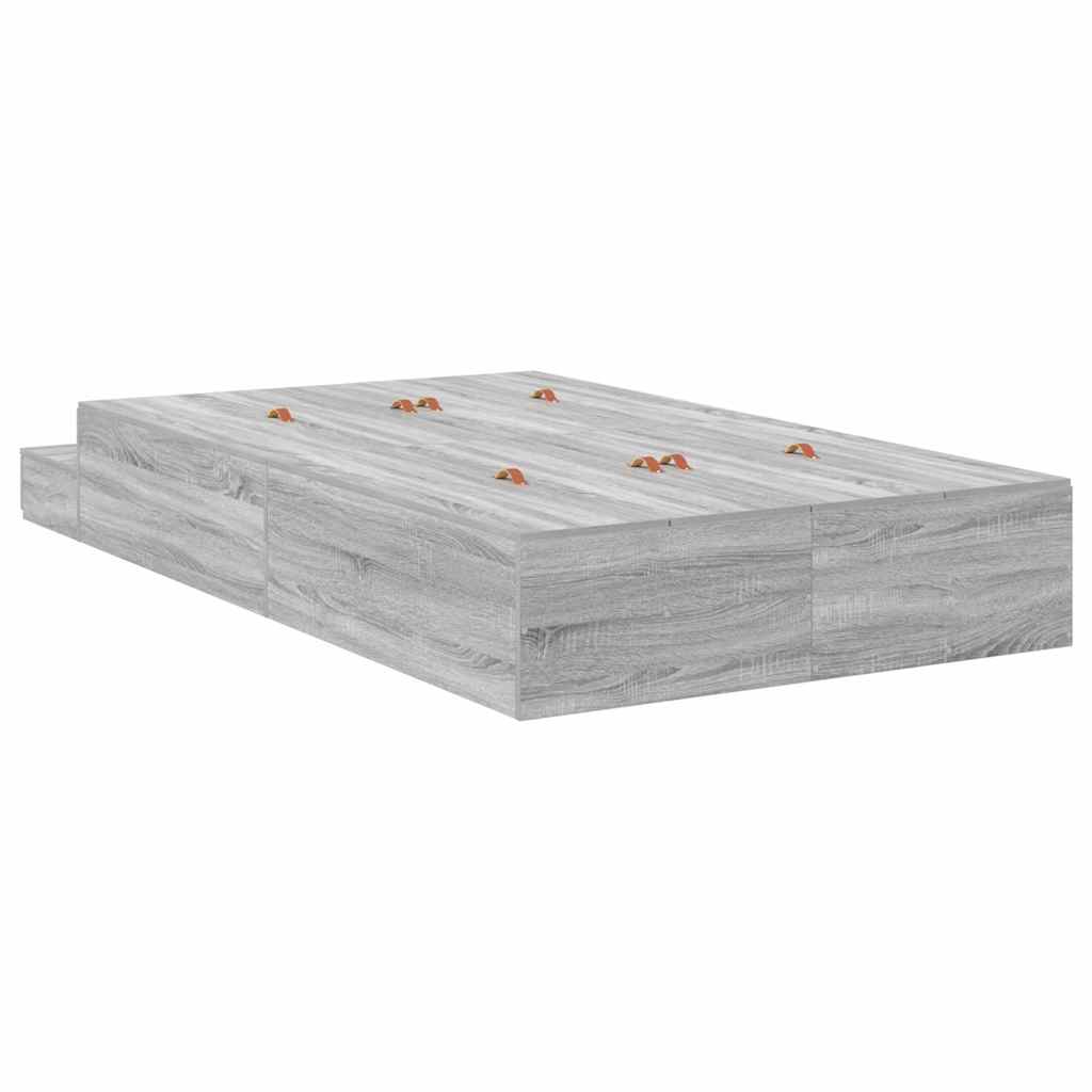 Storage Bed Frame Grey Sonoma 120 cm Particleboard
