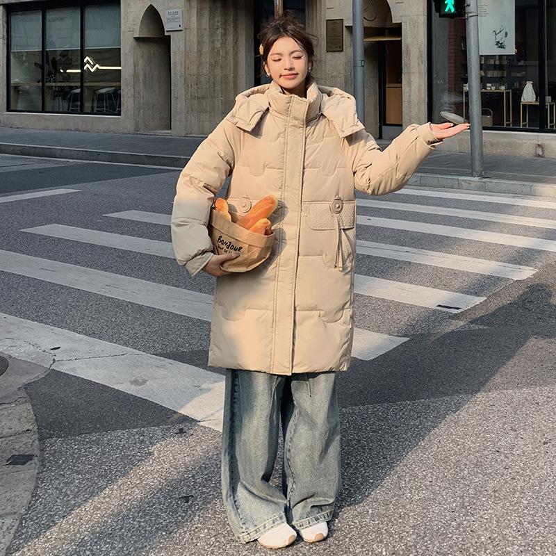 Neue Mode Daunen-Baumwolljacke für Damen Mittellang Locker Winter Große Größe Mit Kapuze Baumwolljacke