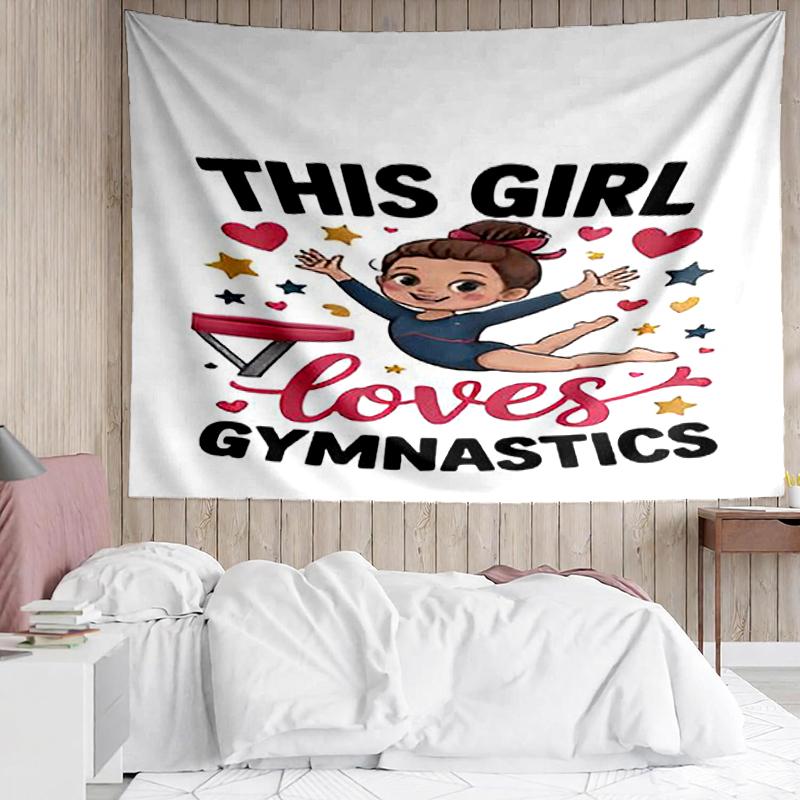 gymnastics Print Tapestry, Backdrop, Easy Setup, Ideal for Bedroom, Office & Living Room, with Aesthetic Wall Hanging Decor.