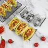 With Easy-Access Handle Stainless Steel Kitchen Tools Taco Shell Stand Tray Plate Taco Holder
