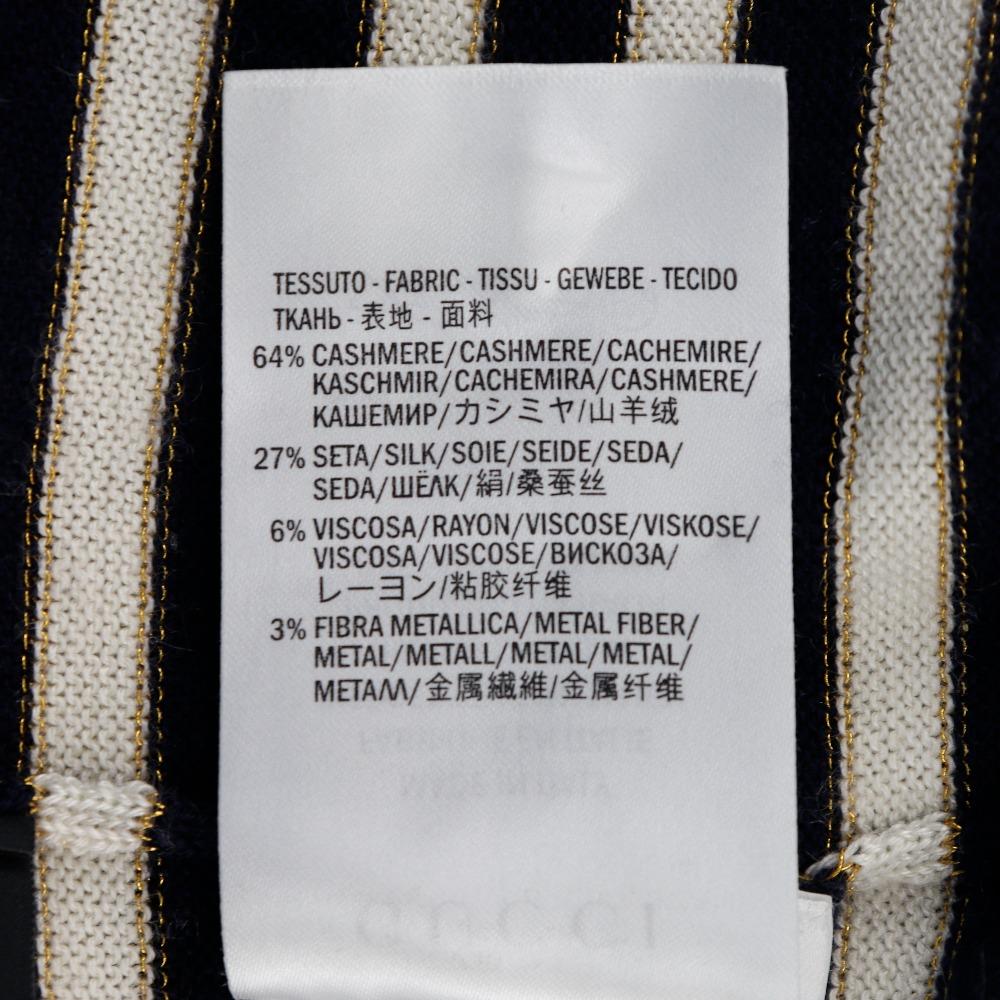 GUCCI Short sleeve knit 428050 border Navy / white cashmere/silk Women Used
