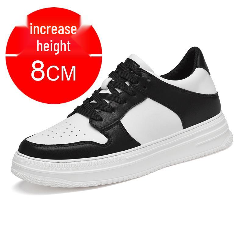 Summer 8cm Height-Boosting Men s White Sports Shoes - Breathable, Thick-Soled, Casual Board Shoes Size 42 чёрный