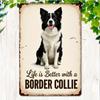 1pc "Life Is Better with a Border Collie" Vintage Metal Wall Art Sign - Rustic Iron Home Decor for Bedroom, Bar & Restaurant