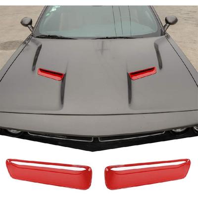 2 Pcs Red ABS Car Hood Outlet Vents Cover Trim For 2015-2022 Dodge Challenger