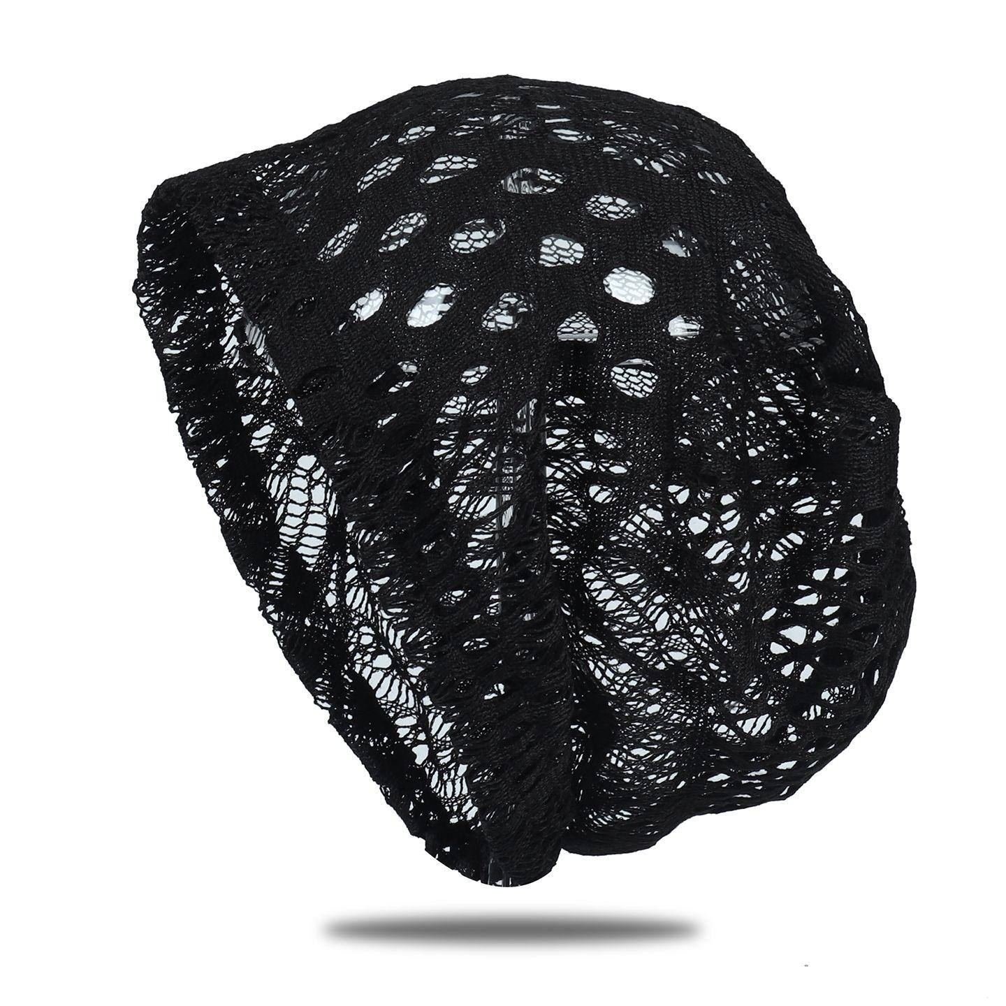 

Женская шапка-бини из сетки в один слой для большого обхвата головы, свободного кроя, с ажурным узором, шапка-носок, дышащая шапка-бандана, шапка для обертывания головы one size