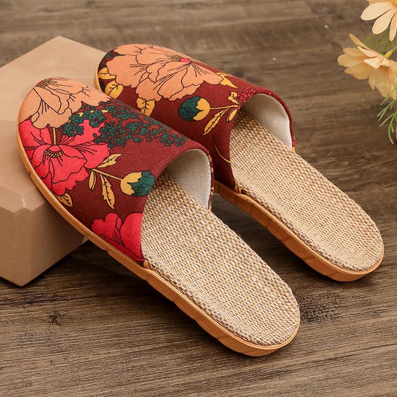 Four Seasons Ethnic Style Retro Linen Headband Slippers for Men & Women - Thick Sole, Indoor Use, Spring/Summer Sandals.