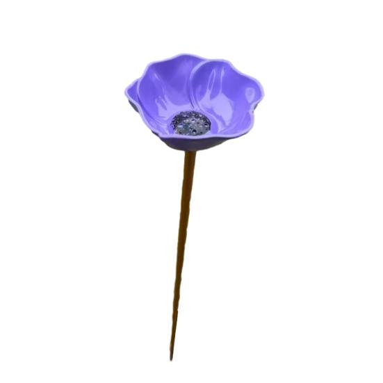 Metal Flower Garden Stake Pollinator Watering Station Mini Bird Bath Drinking Bowl for Bees Butterflies Birds Outdoor Yard