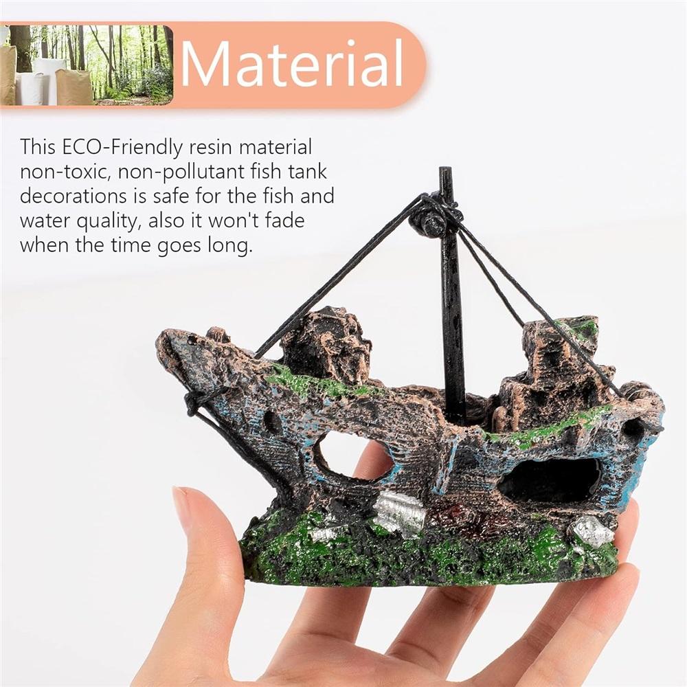 Fish Tank Decoration, Resin Shipwreck Fish Tank Decoration, Large Shipwreck Aquarium Decoration, Betta Fish Tank Accessories, Shipwreck Fish Hideout
