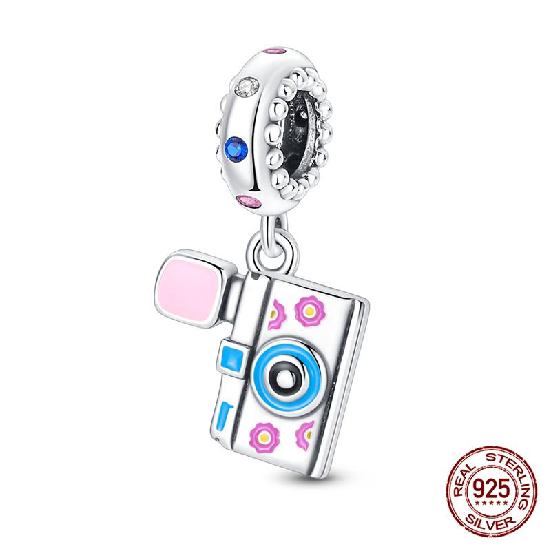 Original 100% Copper Pocket Watch Beads Camera Adventure Backpack Charms Fit Bracelet Diy Jewelry Making Women Gift
