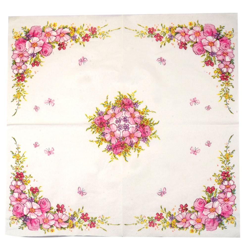 20pcs Wedding Napkins Disposable Printed Square Tissue Flower Rose Napkins Cafe&Tea Paper Napkins Decoupage Party Decoration