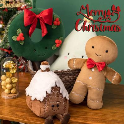 INS Natal Pão de Gengibre Almofada de Pelúcia Macia Engraçada Decoração de Festa Cabana Árvore de Natal Almofada Fofa Boneca Pelúcia Festival Feriado Decora