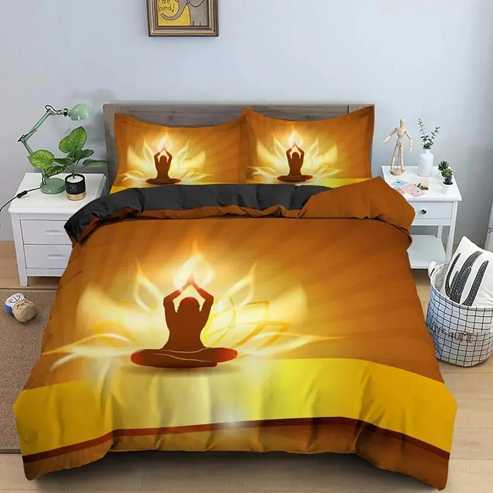 Family Buddha Bedding Set Mandala Quilt Cover Luxury Twin King Size Bed Sets Bohemian Bedclothes With Pillowcase