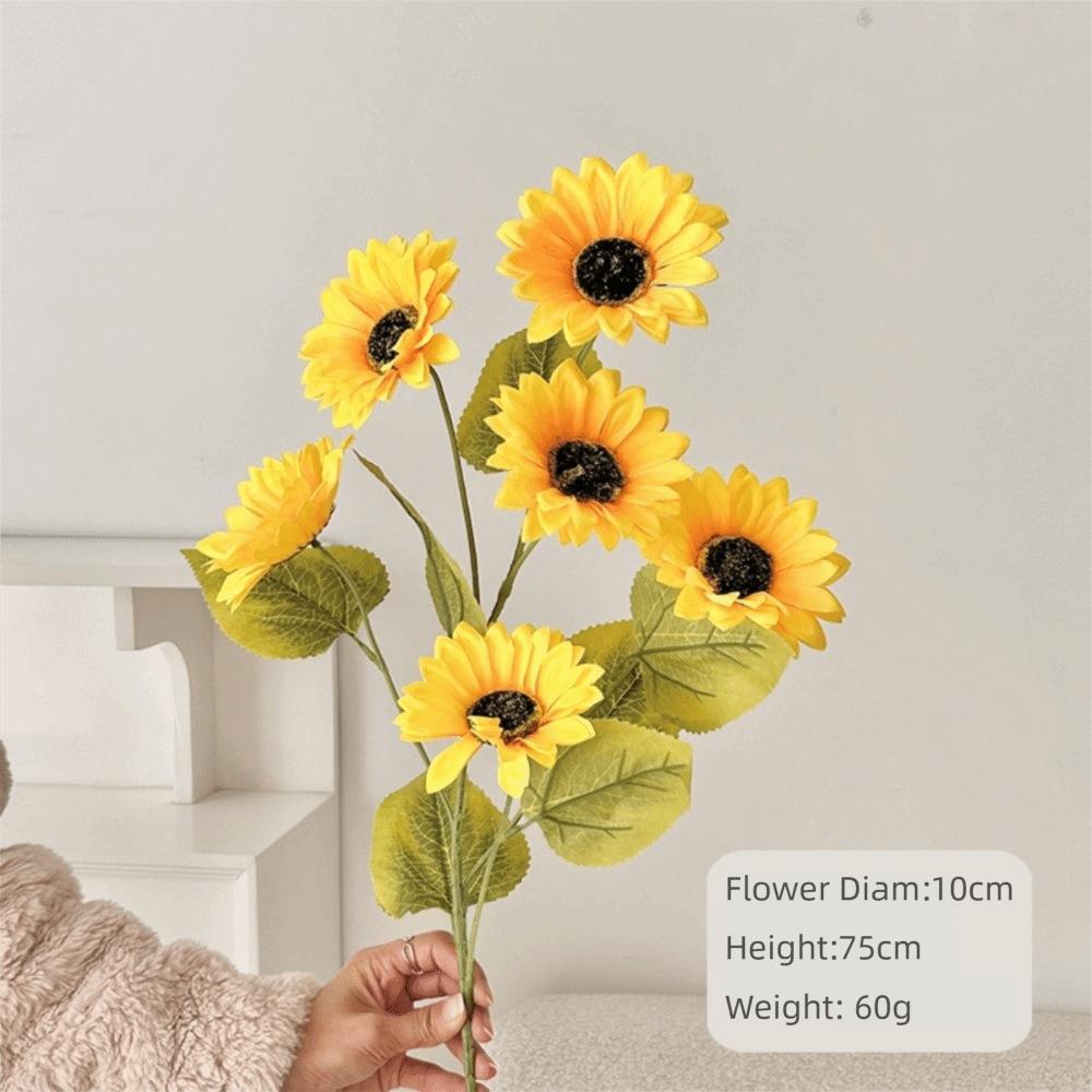 Silk Artificial Sunflower Long Stem Decorative Sunflower Fake Flowers Bouquet Table Centerpiece