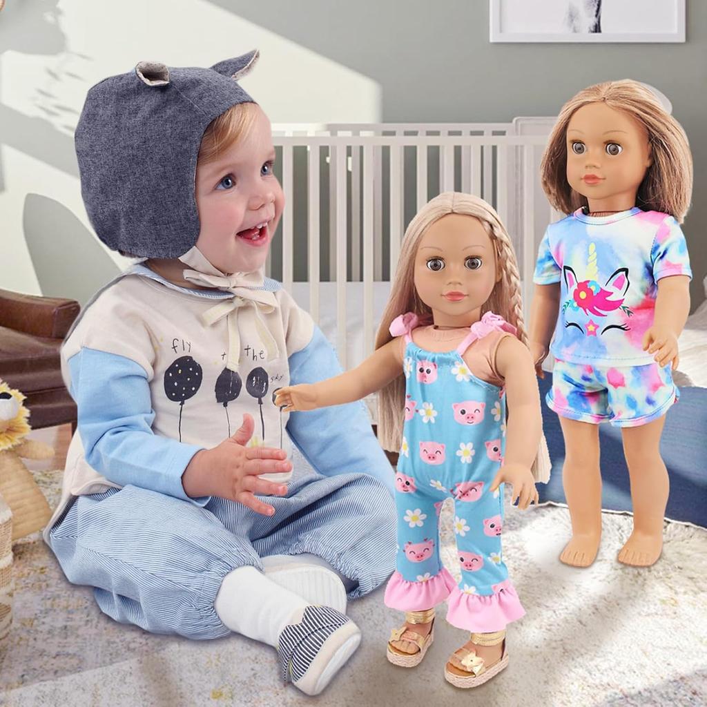 UNICORN ELEMENT 10 Sets American Doll Clothes 18 Inch Doll Clothes and Accessories for 18 Inch Doll Doll Clothing Outfits Dress Fit for 18 Inch Girl