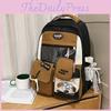 Sweet Blocked Color Letter Patter Student Backpack With Transparent Compartment