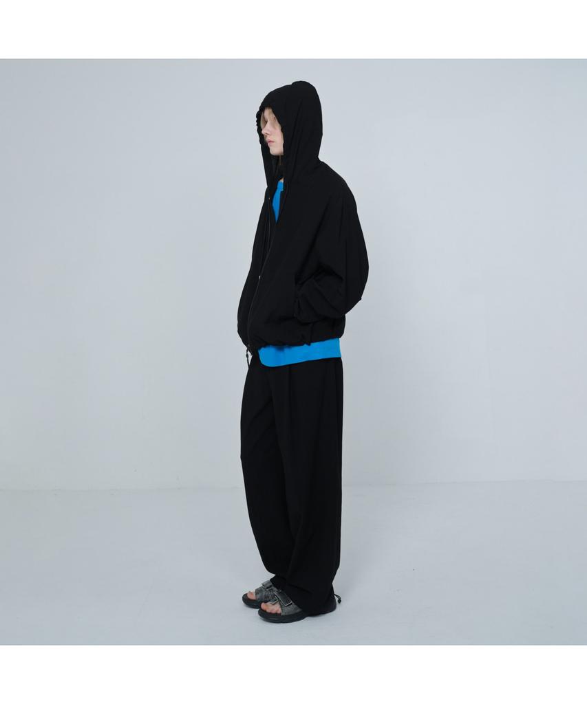 Customellow [Online Only] Black Crinkled Hood Zip Jacket Cquam26211Bkx