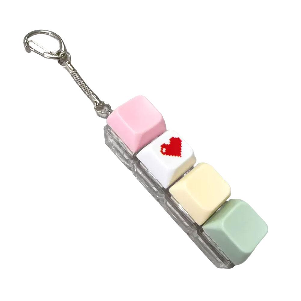 Relaxing 4 Keys Fidget Keychain Key Button Stress Relief Clicker Toy Pendant Keycap Pass The Time Finger Keyboard Cap for Adult
