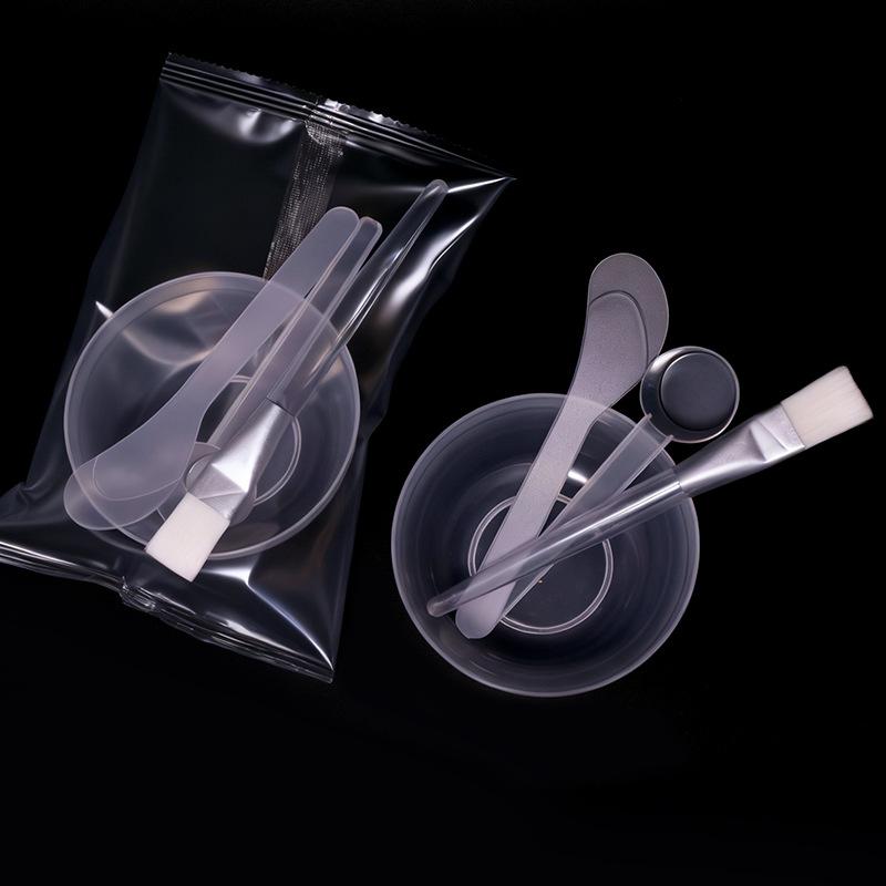 4Pcs Diy Facemask Mixing Tool Kit Facial Mask Bowl Stick Spatula Silicone Soft Face Brushes Spoons