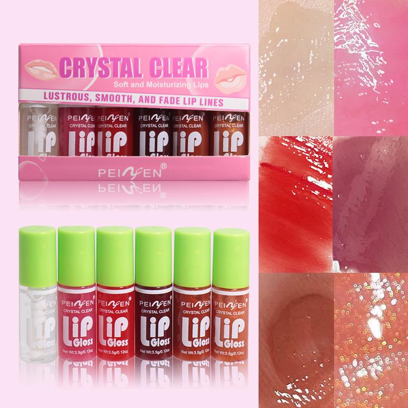 6-Piece Plump & Moisturize Lip Gloss Set - Mirror Finish for Long-lasting, Full Lips