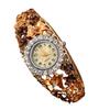 Yousheng Women Watch Shiny Rhonestone Flower Butterfly Decor Hollow Out Color Matching Stainless Metal Decorative Quartz Movement Round Dial Wrist